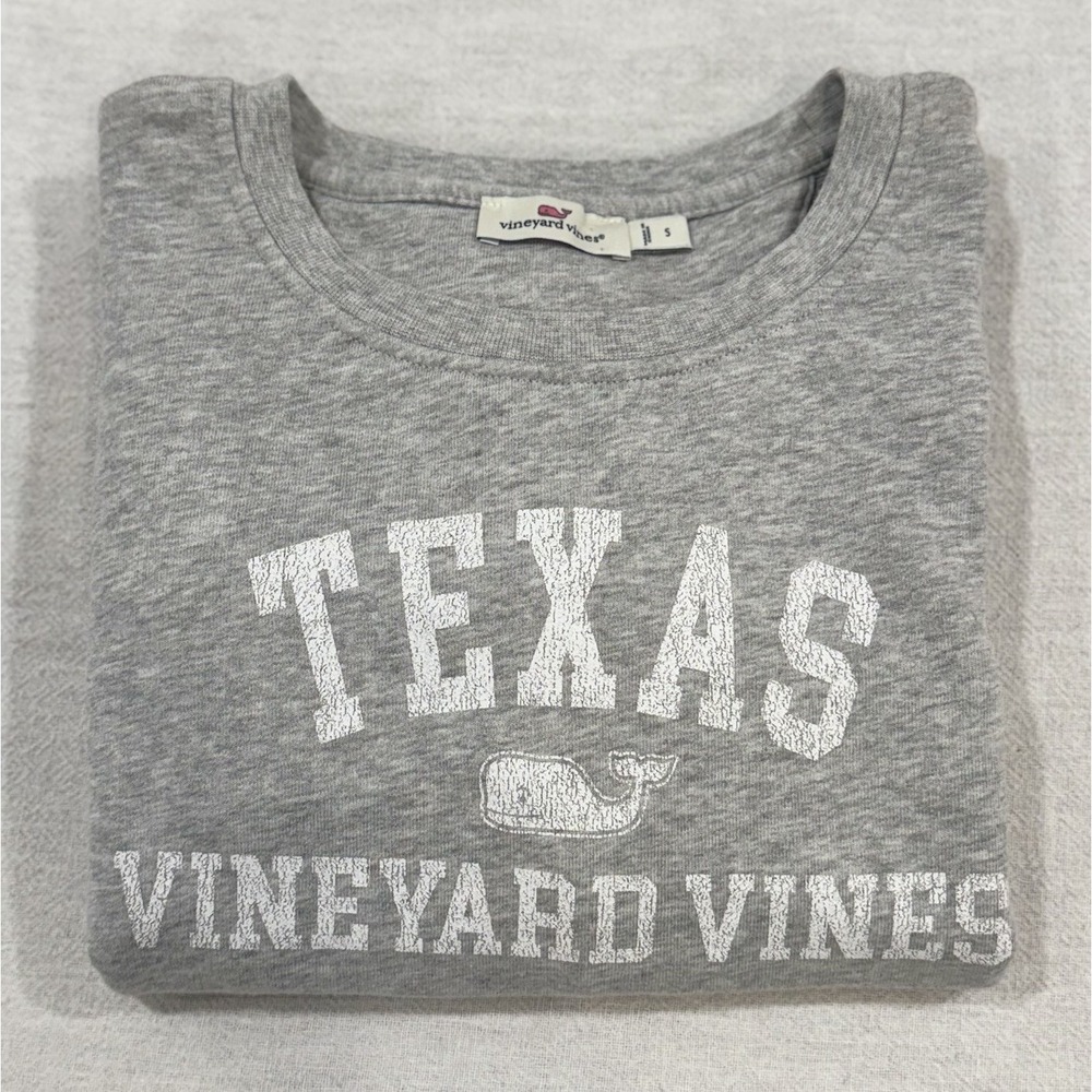 Vineyard Vines Preppy Gray Crewneck Sweatshirt Women's Small Texas Whale Logo
